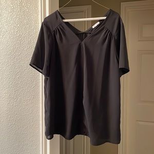 Dressy black shirt sleeve blouse